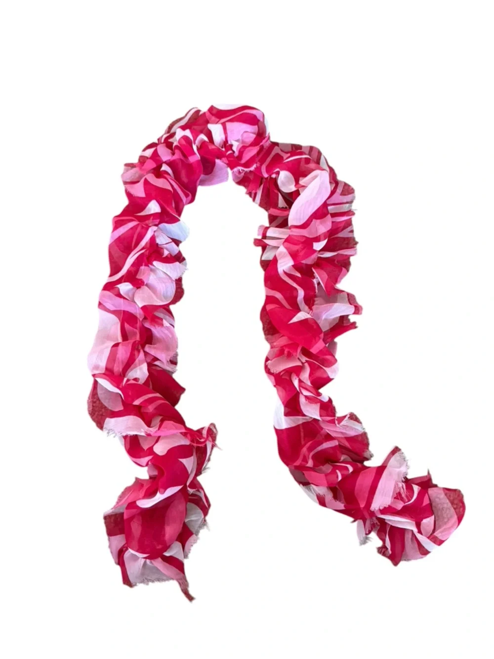y2k Ruffled Pink/Red & White Scarf